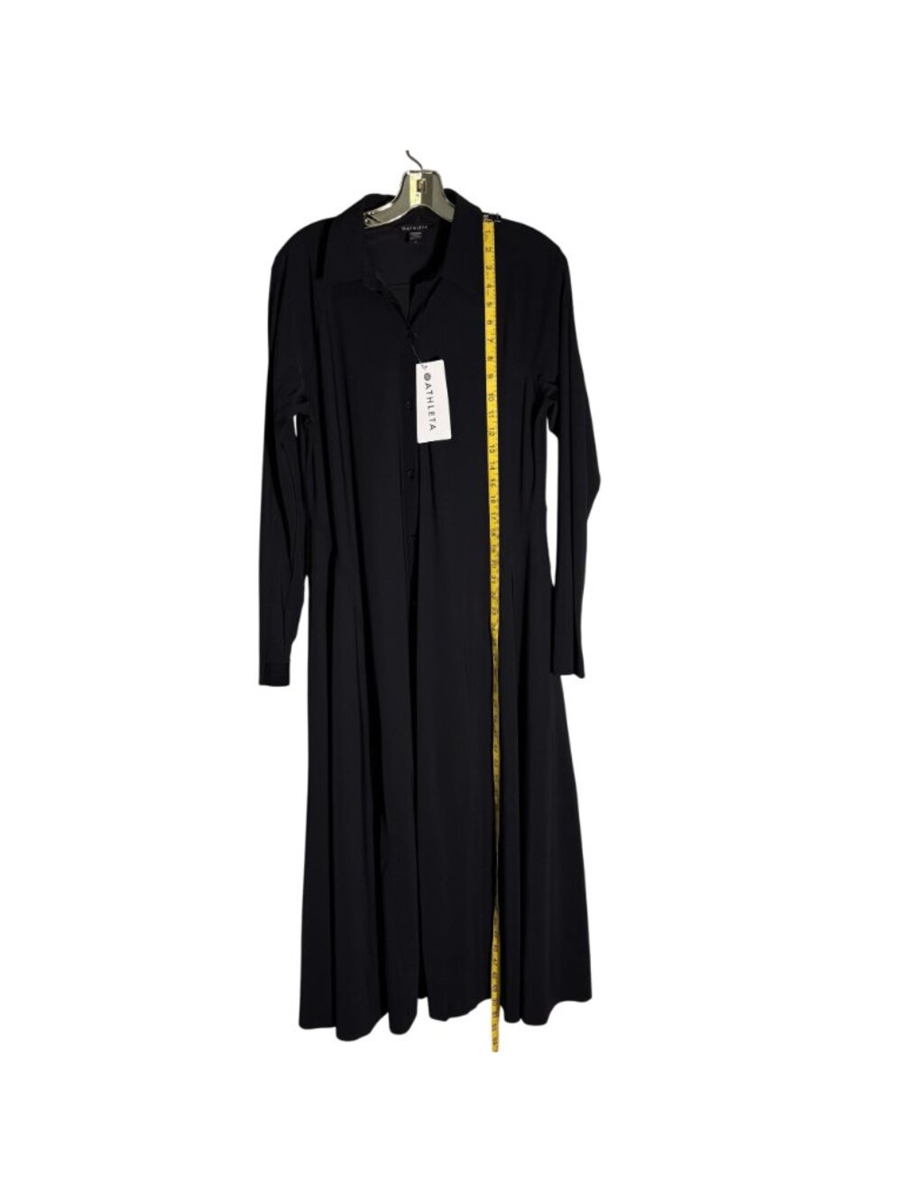 Athleta Black Midi Shirt Dress W/ Collar & Long Sleeves Button Front Size M - Picture 8 of 14